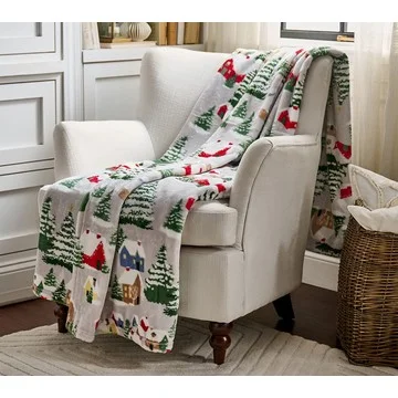 Kringle Express Oversized 60" x 80" Holiday Printed Throw