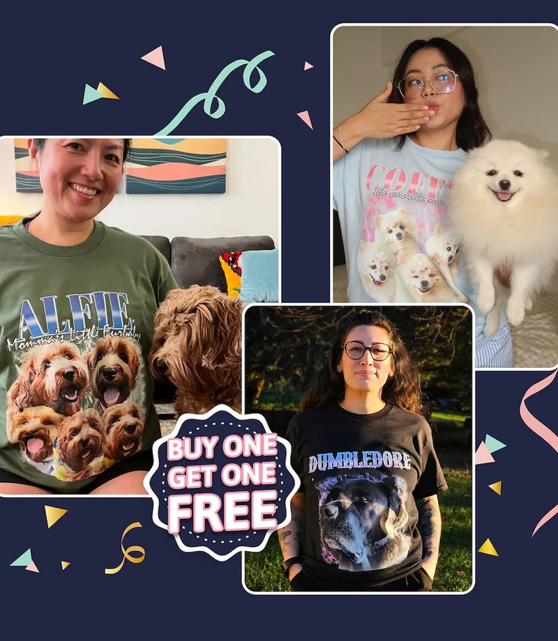 Vintage pet face T-shirt collage