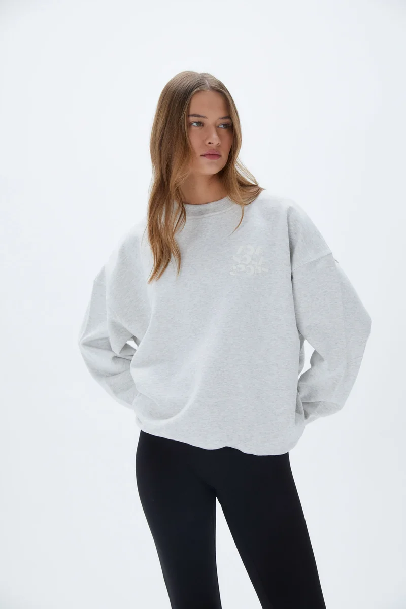 Image of Vacation Oversized Sweatshirt -  Light Grey Melange