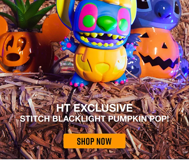 Shop Disney. HT Exclusive Stitch Blacklight Pumpkin Pop! Now Available