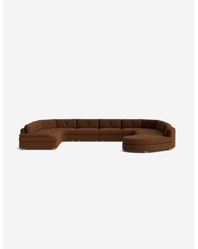 Hill Modular U-Shaped Sectional Sofa-Chocolate Performance Linen / Right-Facing