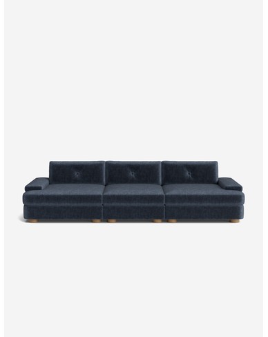 Hill Modular Sofa - Indigo Performance Striated Velvet