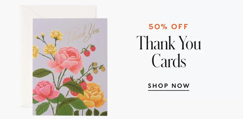 50% Off Thank You Cards