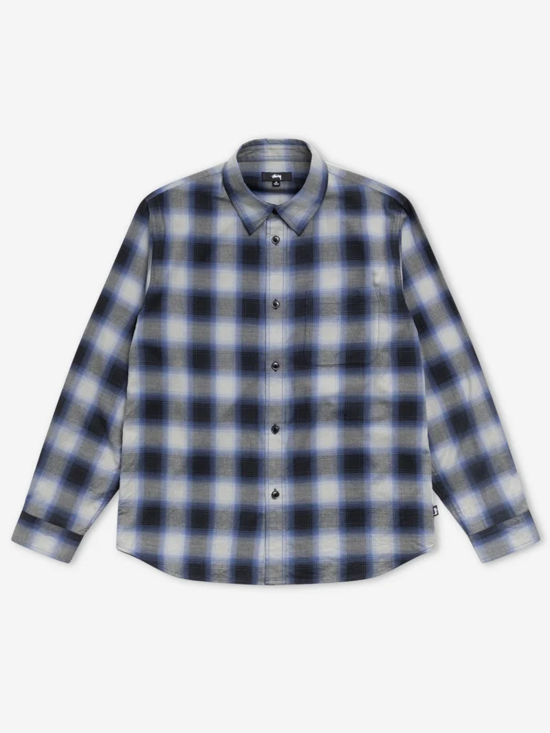 Image of Stussy Beach Ombre Plaid Shirt - Black