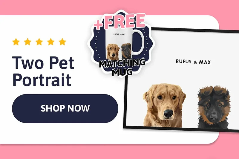 Modern Portrait - Two Pets + FREE MATCHING MUG