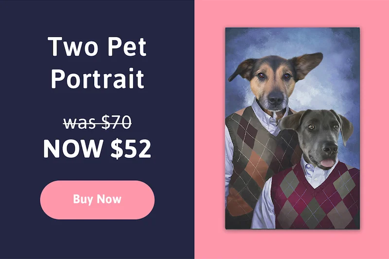 Custom Two Pet Canvas. Was $70. Now $52. Save $18! Buy Now.