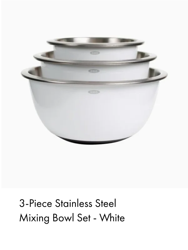 3-Piece Stainless Steel Mixing Bowl Set - White