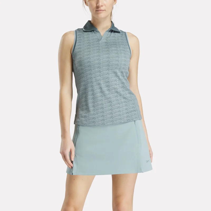 Image of Women's Sleeveless Tonal Vector Jacquard Golf Polo Shirt