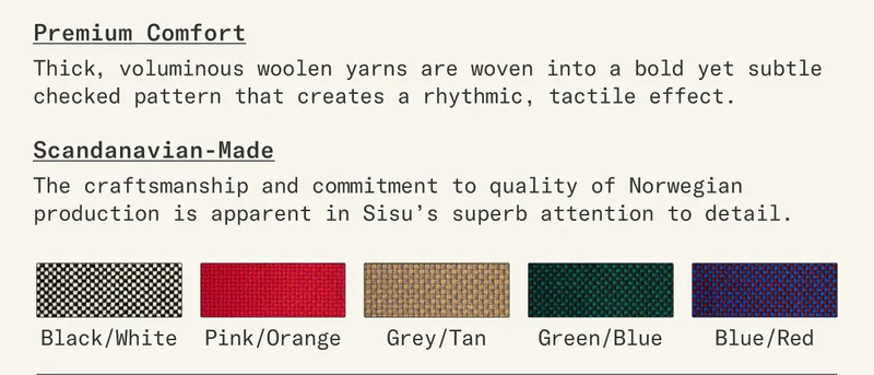 Thick voluminous yarns are woven into a bold-yet-subtle checked pattern that creates a rhythmic, tactile effect.