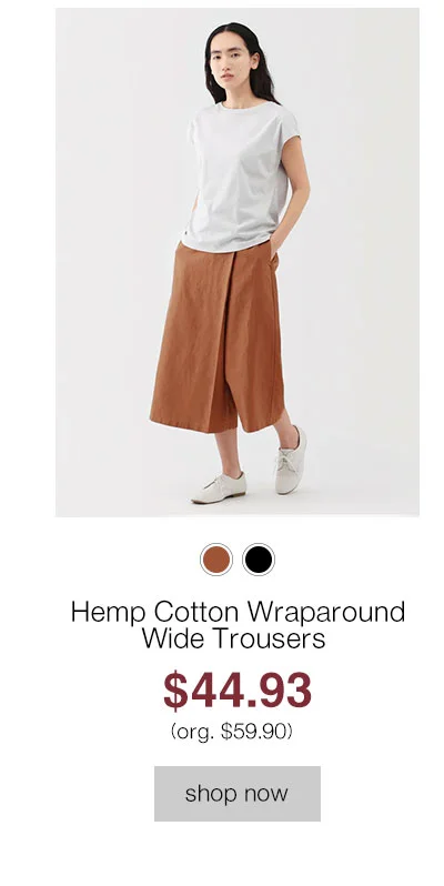 Shop Women's Hemp Cotton Wraparound Wide Trousers