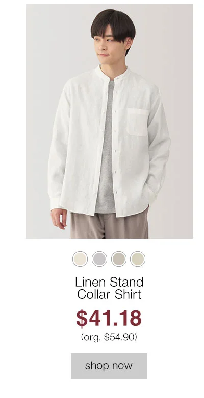 Shop Men's Linen Stand Collar Shirt