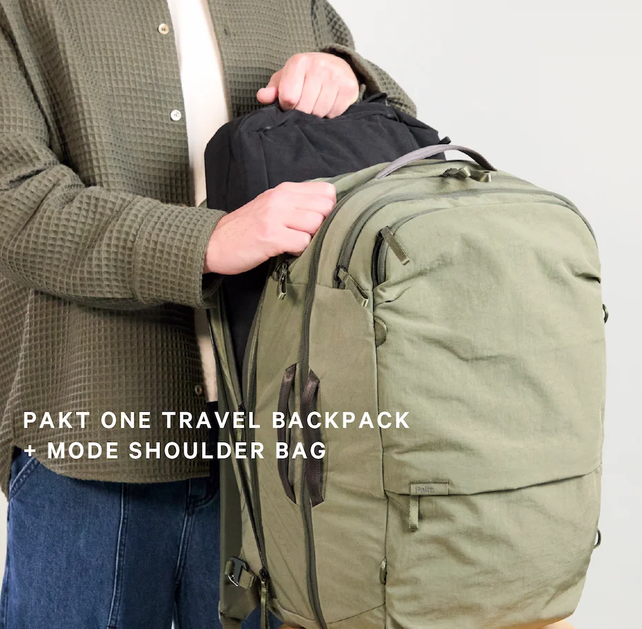 PAKT ONE TRAVEL BACKPACK + MODE SHOULDER BAG