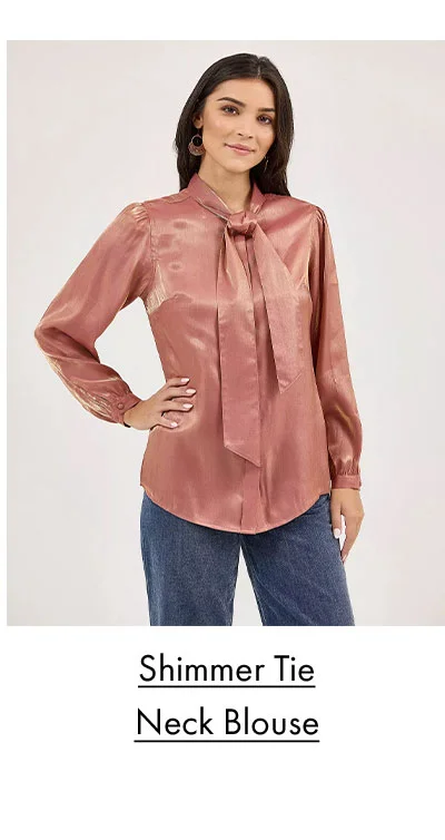 Shimmer Tie Neck Blouse