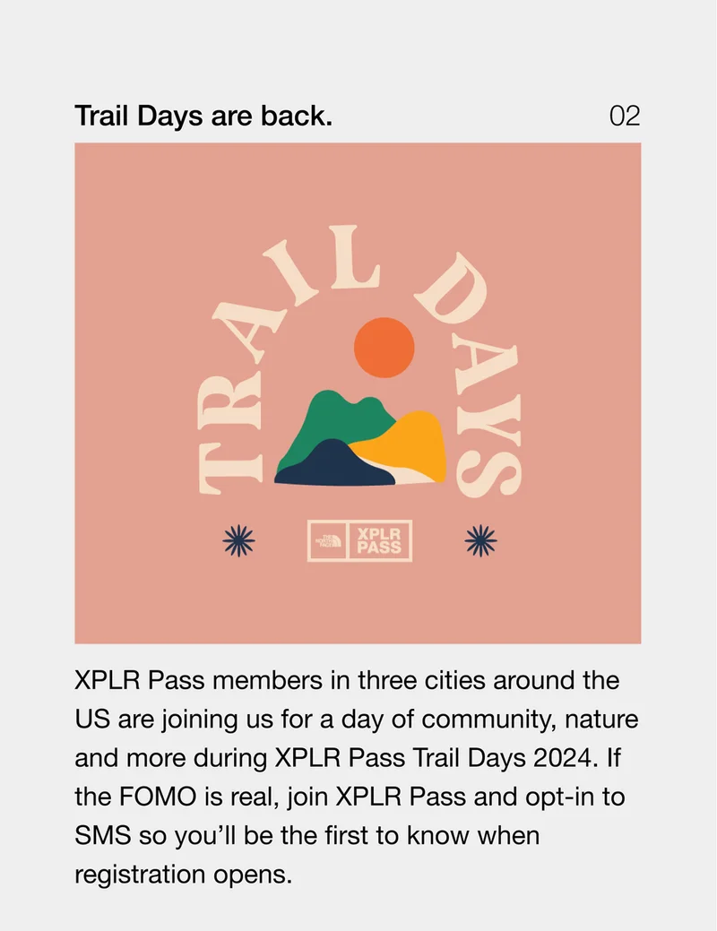 Trail Days are back. XPLR Pass members in three cities around the US are joining us for a day of community, nature and more during XPLR Pass Trail Days 2024. If the FOMO is real, register or join today so you don't miss out on our next members-only events.