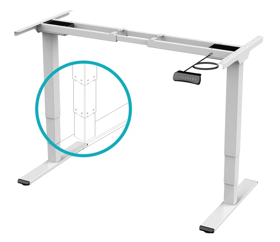 Dual Motor Height Adjustable 3-Stage Electric Sit-Stand Desk Frame - white
