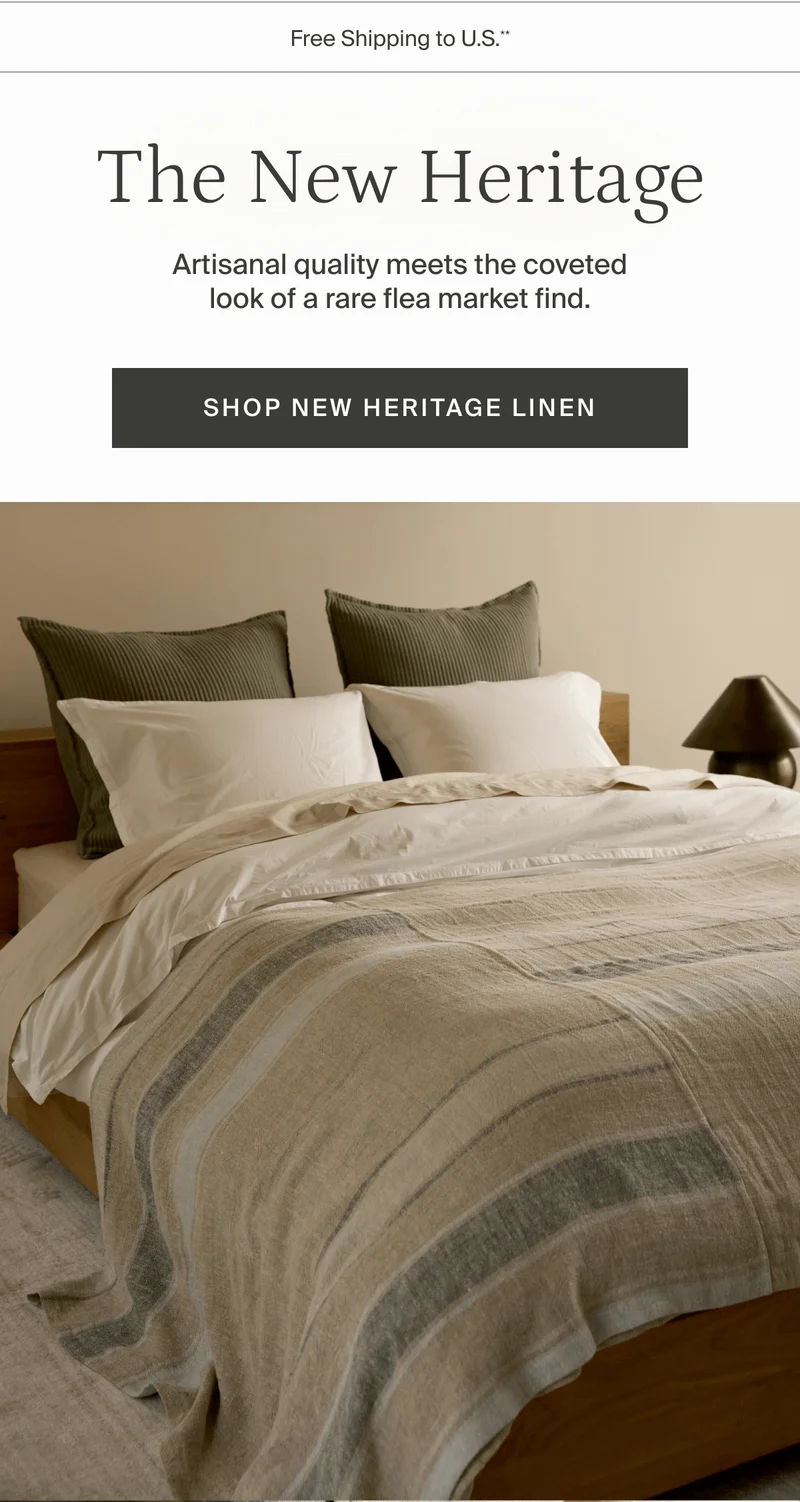 Artisinal quality meets the coveted look of a rare flea market find. Shop new heritage linen.