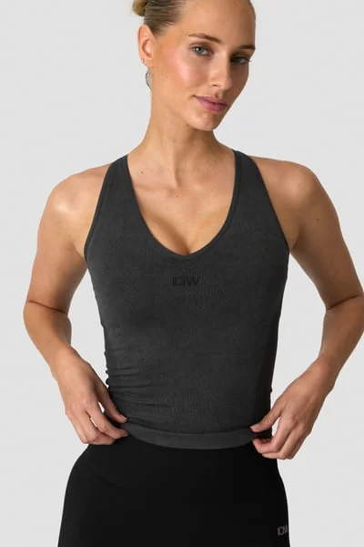 Image of Sculpt Seamless V-neck Tank Stone Wash Black