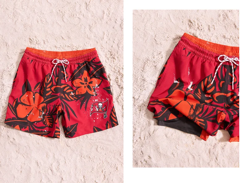 NFL Lined Classic Swim Trunk: The Buccaneers Deep End Zones 5.5"
