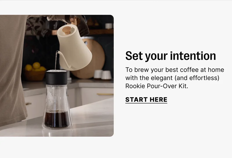 Set your intention To brew your best coffee at home with the elegant (and effortless) Rookie Pour-Over Kit.  Start Here
