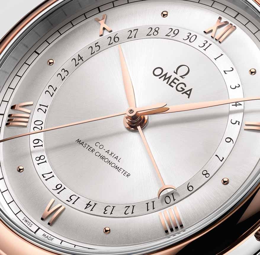 Closeup of the dial of the 42mm De Ville Prestige