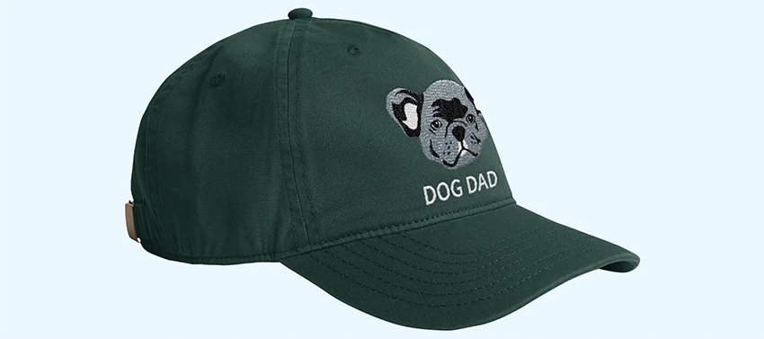 Dark Green classic dad cap with custom embroidery