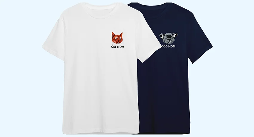 Embroidered T-shirts in black and white