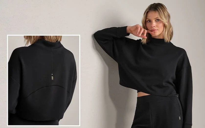 DreamGlow™ Cropped Mock Neck - Pure Black