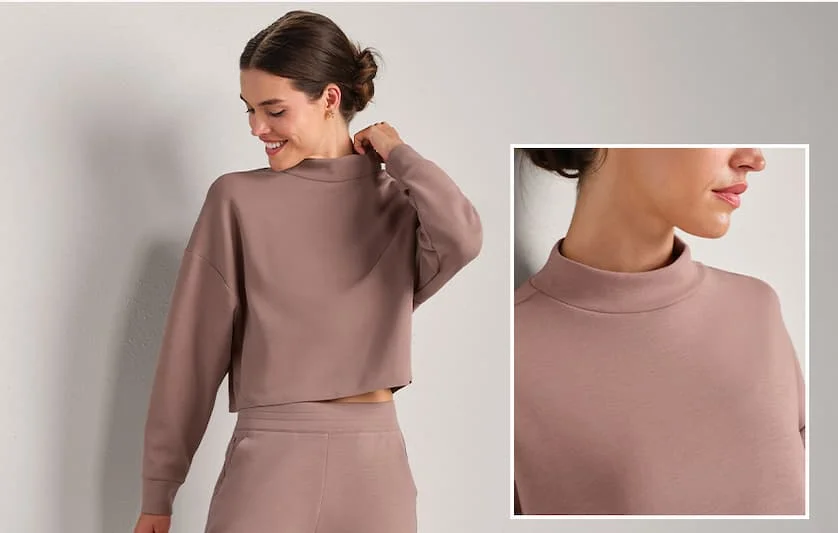 DreamGlow™ Cropped Mock Neck - Clay Mist