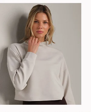 DreamGlow™ Cropped Mock Neck - Sand