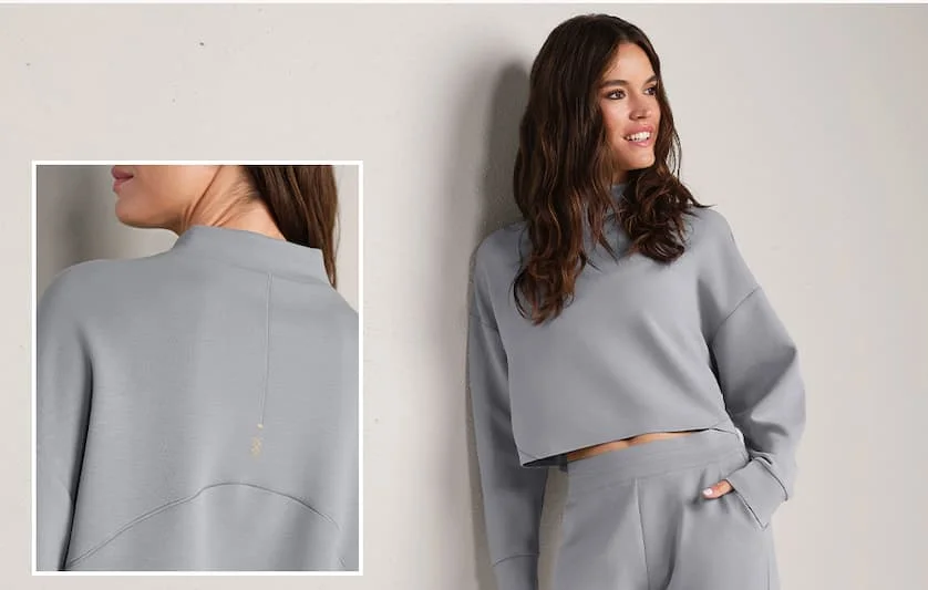 DreamGlow™ Cropped Mock Neck - Steel Gray