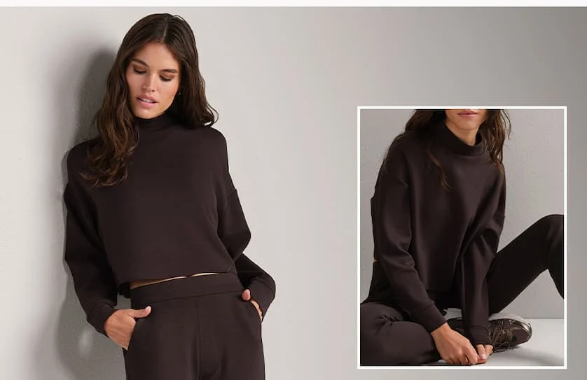 DreamGlow™ Cropped Mock Neck - Dark Espresso