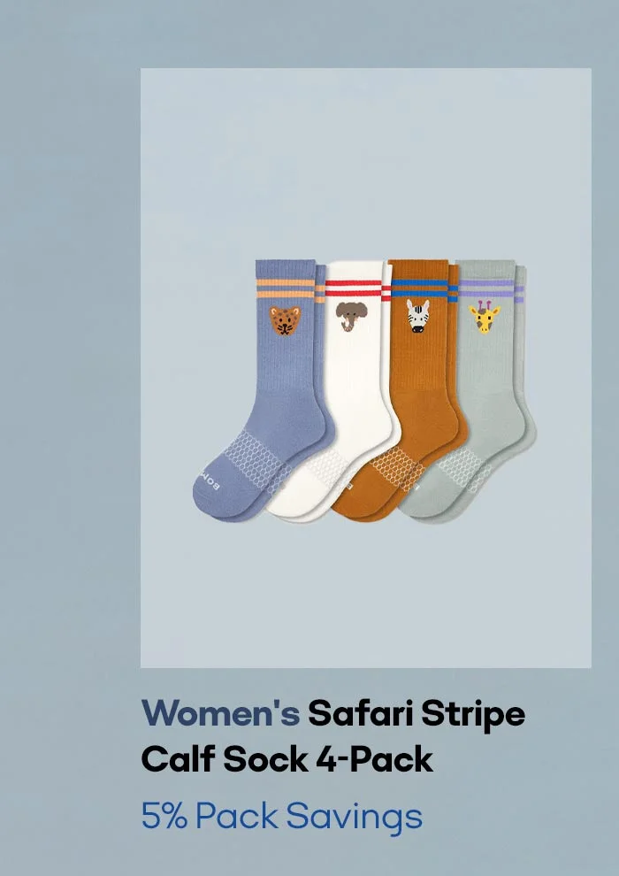 Women's Safari Stripe Calf Sock 4-Pack 5% Pack Savings