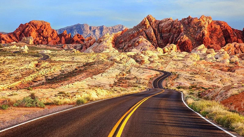 Image description: Road through Valley of Fire State Park in Nevada