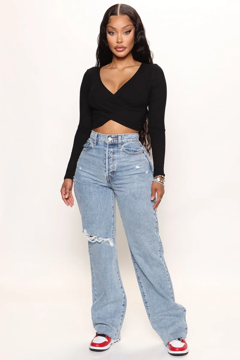 Image of Topanga 90's Ripped Straight Leg Jeans - Medium Wash