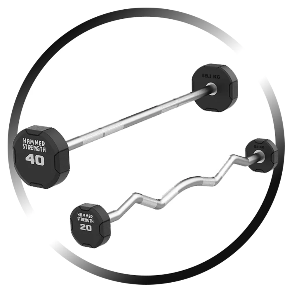 Hammer Strength 4-Sided Urethane Fixed Barbells