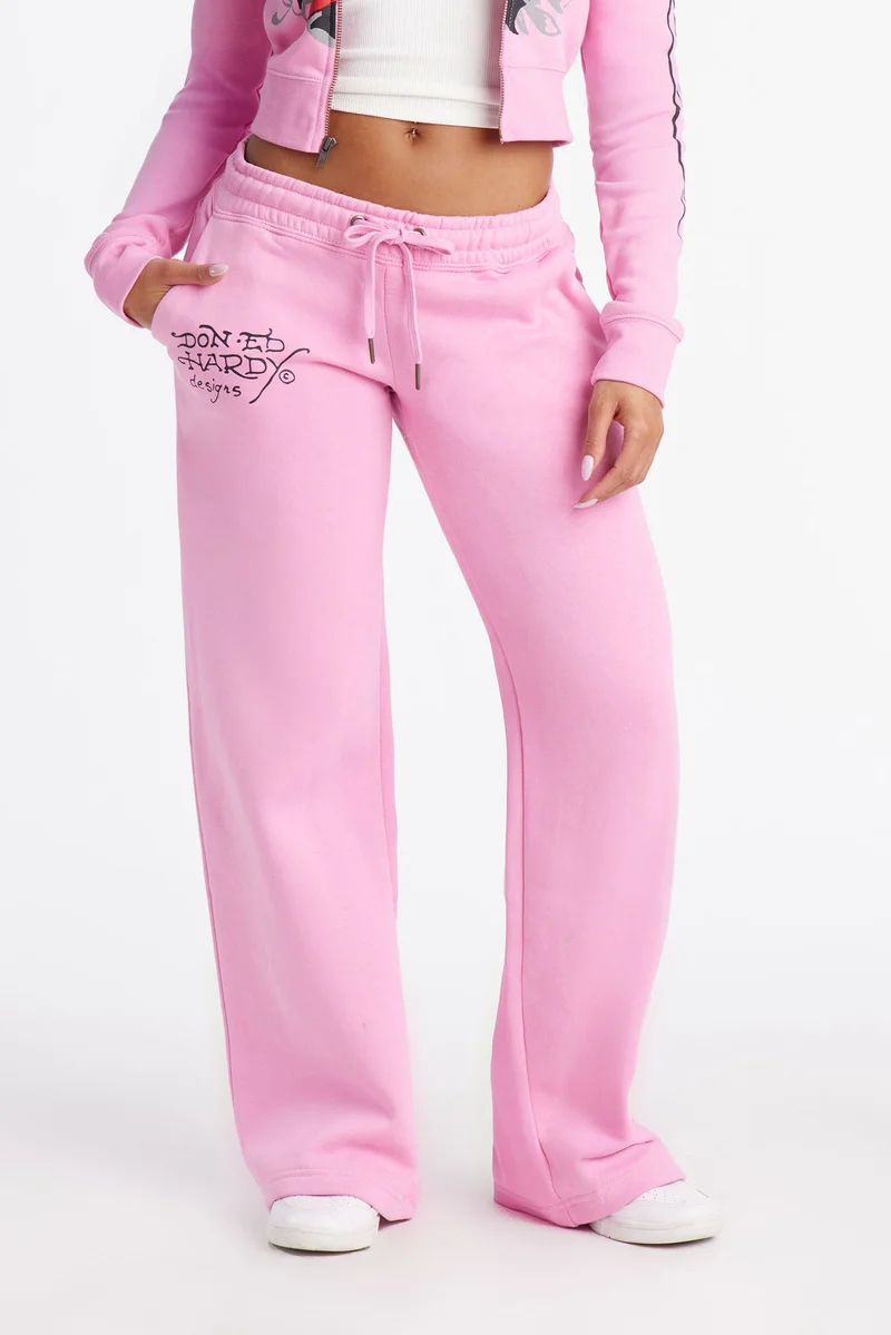 Image of Ed Hardy Sacred Angel Wide Leg Pant - Pink