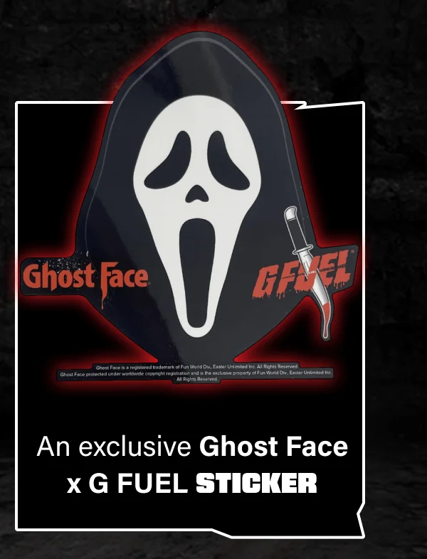 An exclusive Ghost Face x G Fuel Sticker