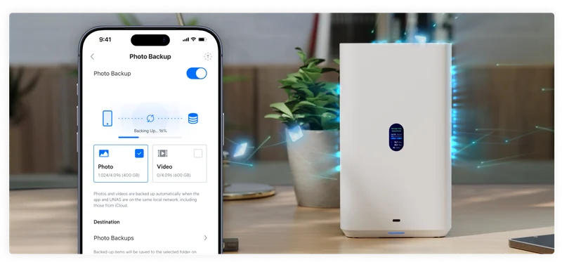 Back up your iPhone photos and videos to your personal drive for a seamless experience with UniFi Endpoint.