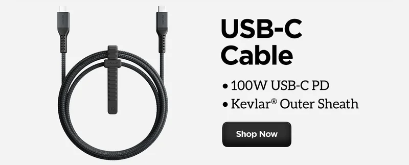 USB-C Cable. 100W USB-C PD. Kevlar Outer Sheath