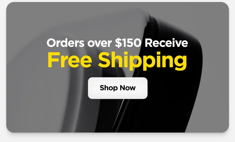 Orders over $150 receive free shipping. Stand One metal and glass design.