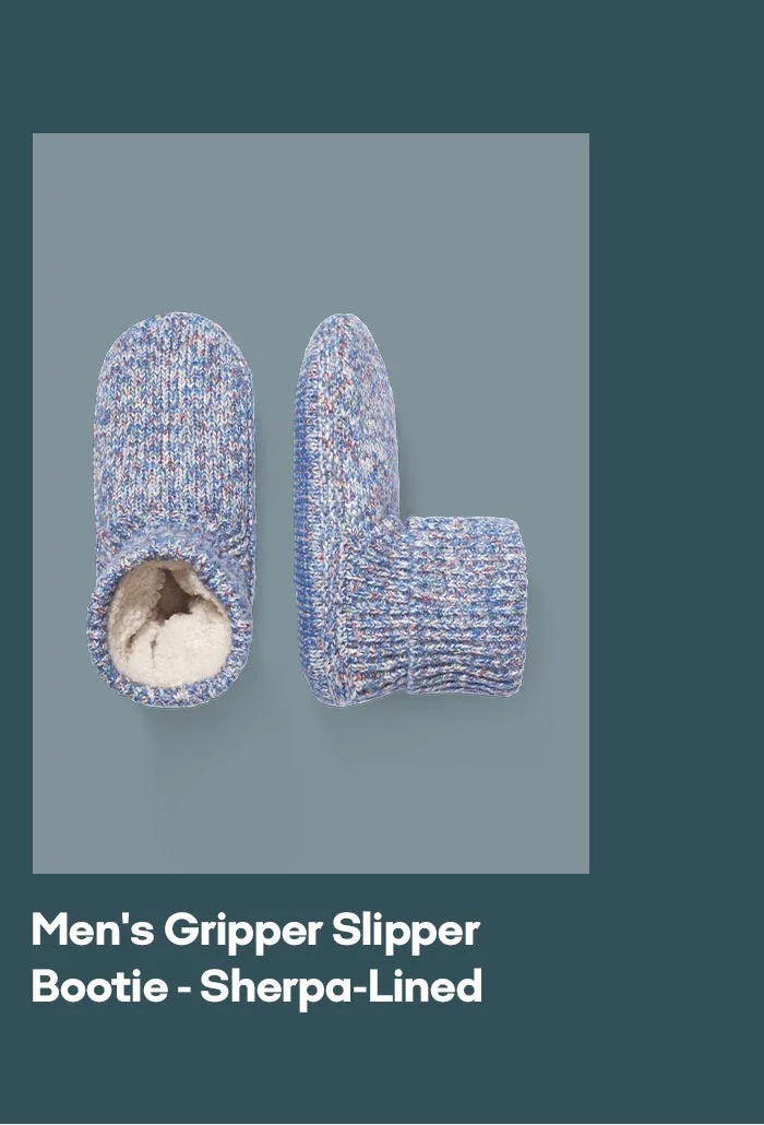 Men's Gripper Slipper Bootie - Sherpa-Lined