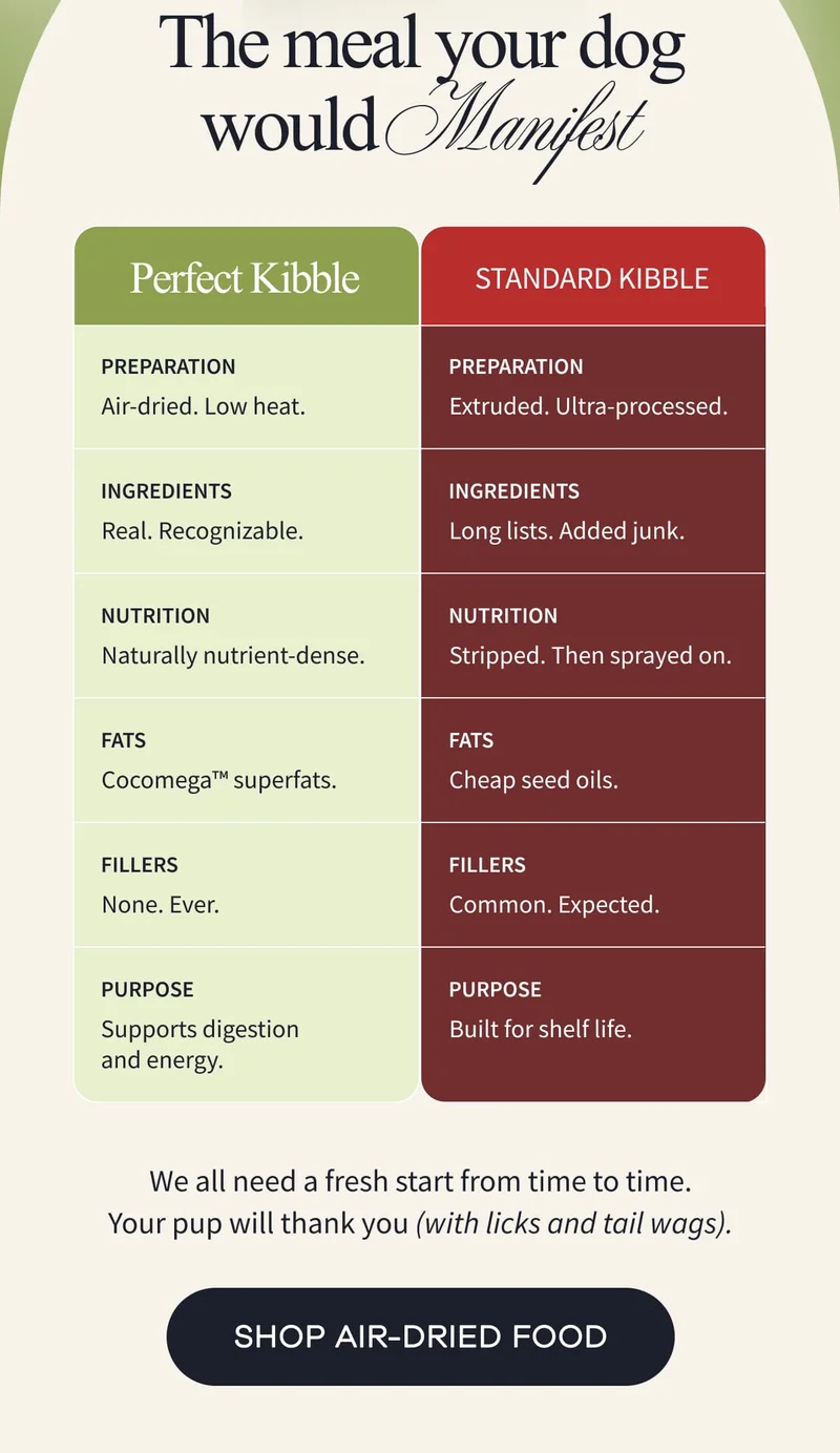 The Meal Your Dog Would Manifest | We all need a fresh start from time to time. Your pup will thank you (with licks and tail wags). | SHOP AIR-DRIED FOOD