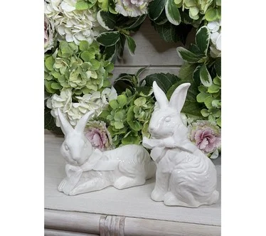 Simply Stunning Set of 2 Stone Cottage Bunnies by Janine Graff