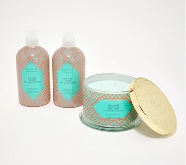 HomeWorx by Slatkin + Co. Sand Dune 18oz Candle & S/2 Soaps