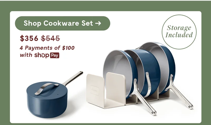Shop Cookware Set | $356.00 | 4 Payments of $100 with Shop Pay | Storage Included
