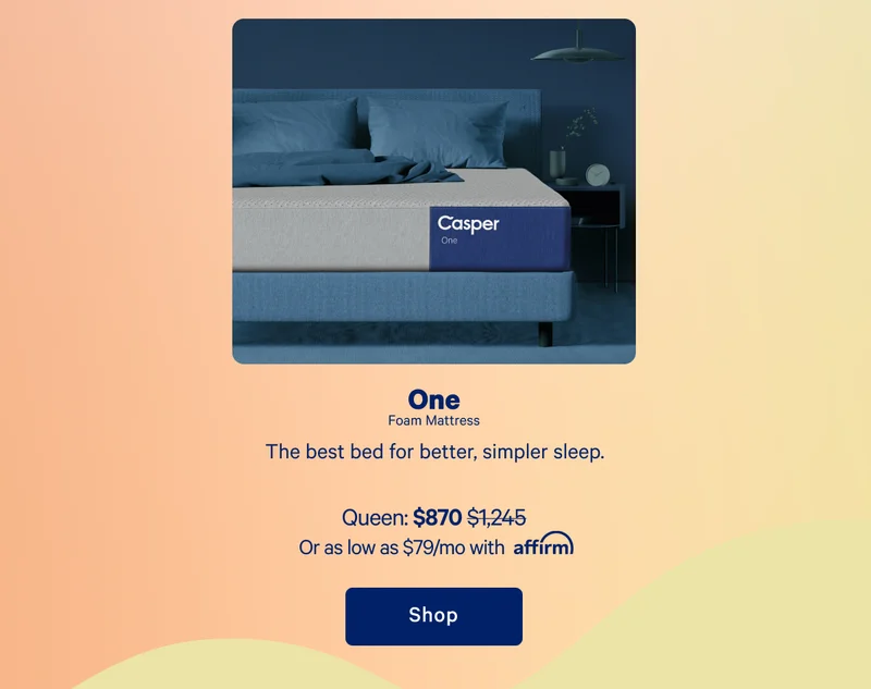 One Foam Mattress >> The best bed for better, simpler sleep. >> Shop >>