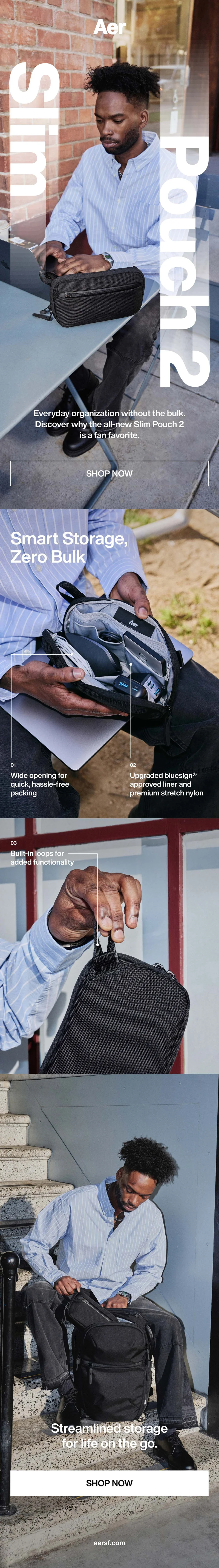 Feature images of the Aer Slim Pouch 2