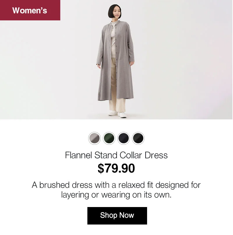 Shop Flannel Stand Collar Dress