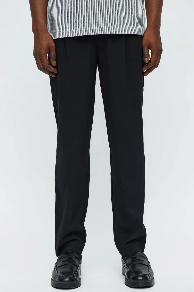 Image of Golden Hour Slim Pleated Trouser - Black
