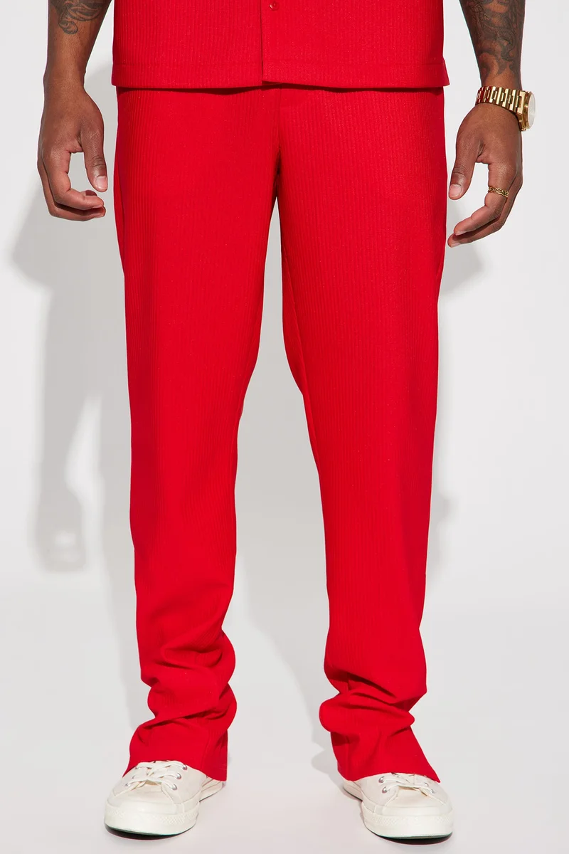 Image of Show Up Slim Slit Pants - Red